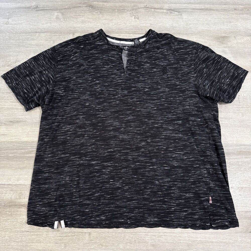 English Laundry Henley Shirt Men’s 3XL Black Gray Space Dye Lion Crest